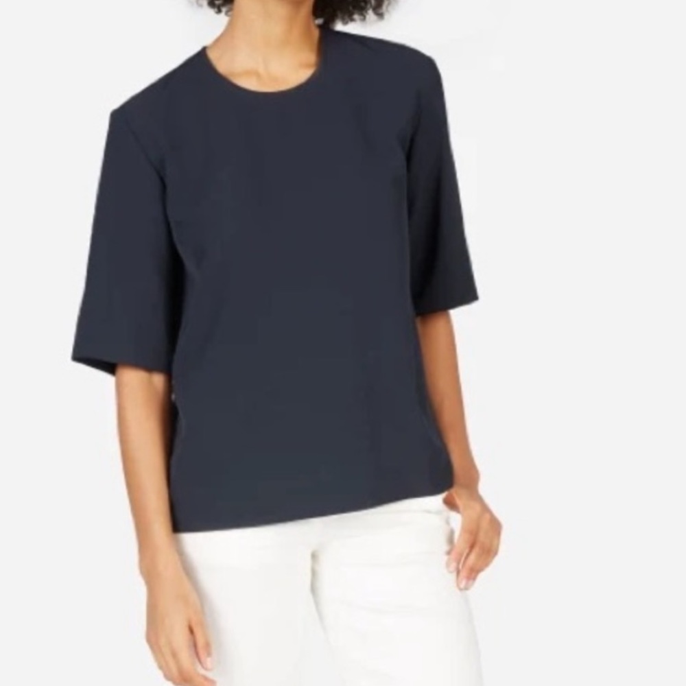 Everlane Japanese GoWeave Back Zip Tee Navy